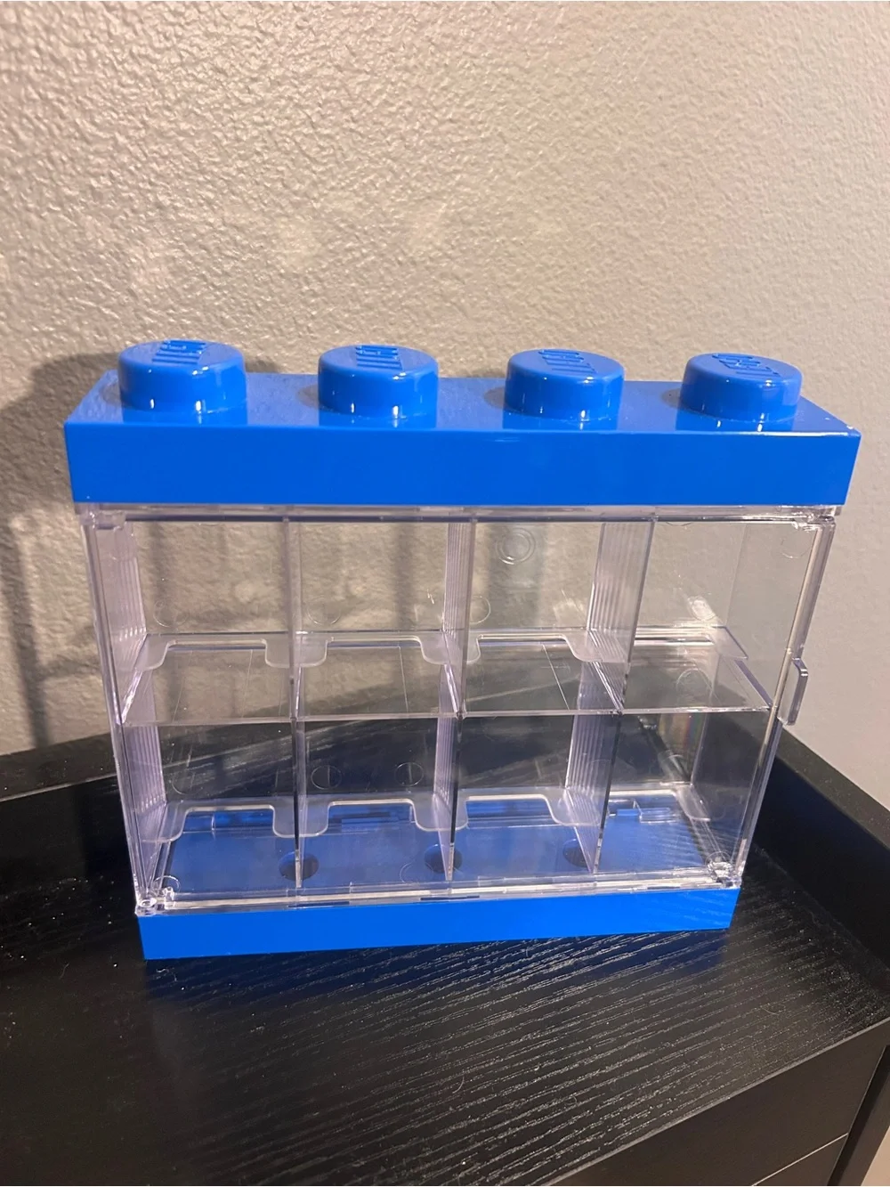 LEGO Minifigure Display Case 8 Blue Room Copenhagen Wall Mount Stackable Storage